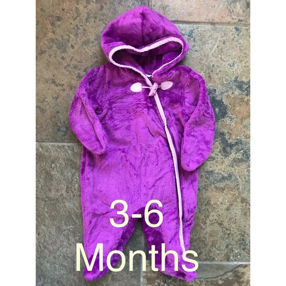 Baby Girl's Size 6M 3-6 Months Babies R Us Bunting Snow Suit Purple Velour - Picture 1 of 4